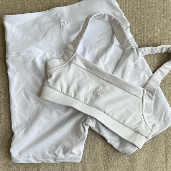 LAHANA Active Set - Tyler T Back Crop Top & Archer Biker Short - White - Picture 2 of 2